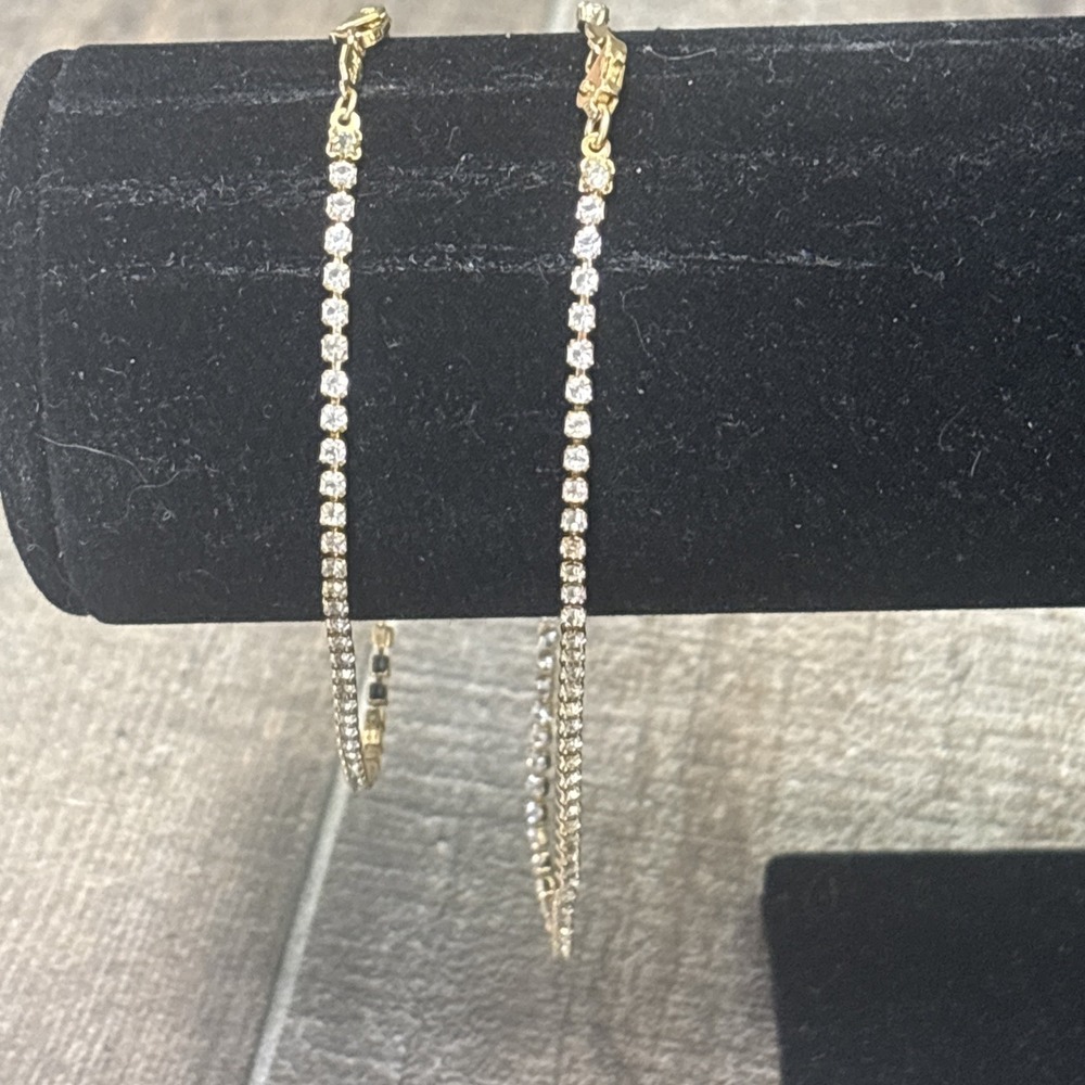 Vintage 22K GP Rhinestone Bracelet & Anklet Set Gold Plated Tennis Chain